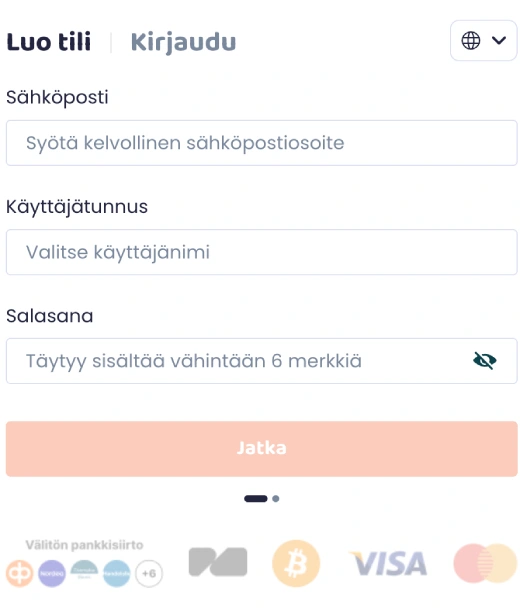 Rekisteröityminen CasinoVibes